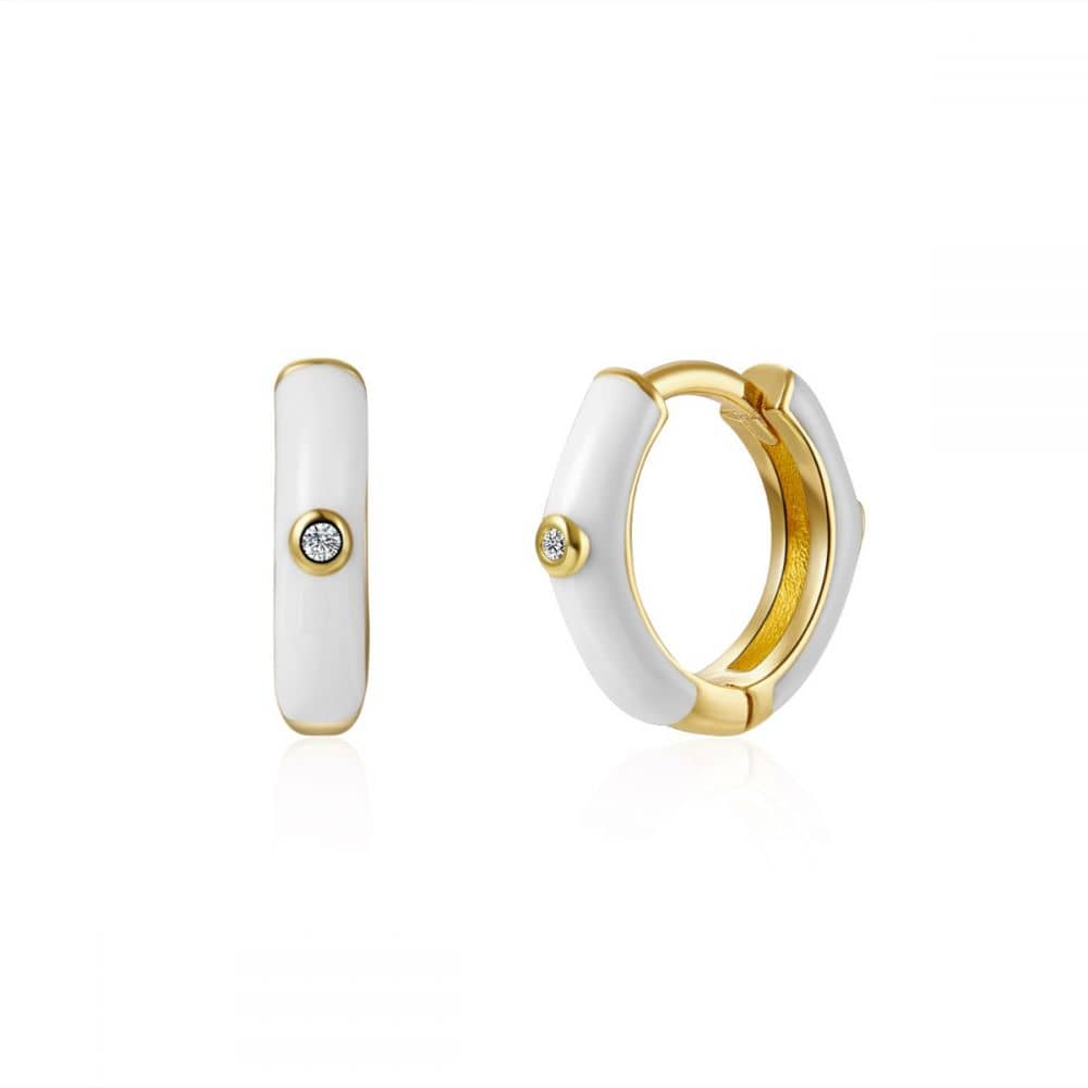 White enamel deals hoop earrings