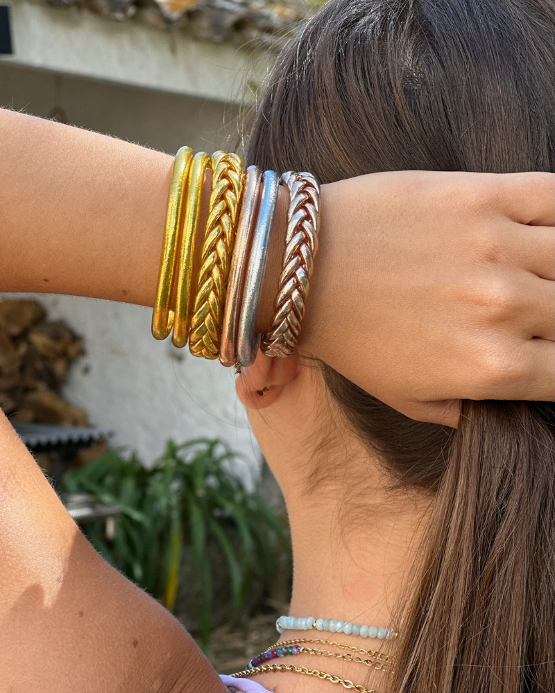 Pack 3 pulseras pan de oro liso: (2 + 1 color)