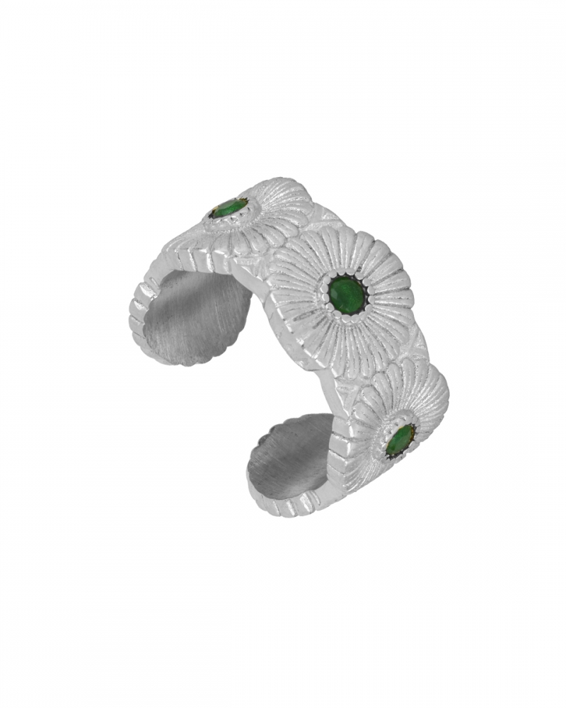 Anillo Green Flower Silver