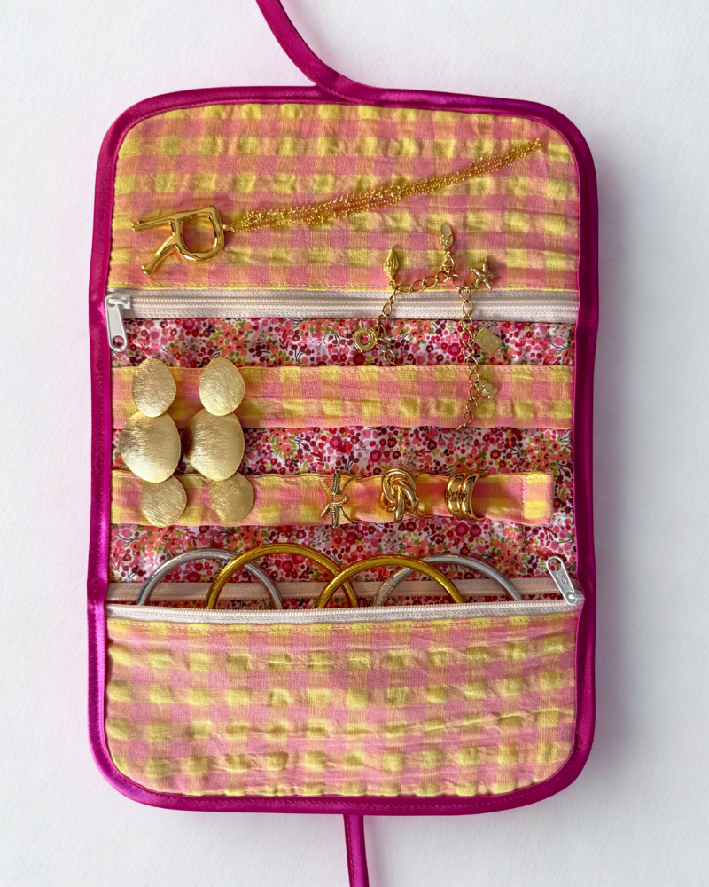 Joyero Personalizado Vichy rosa y amarillo
