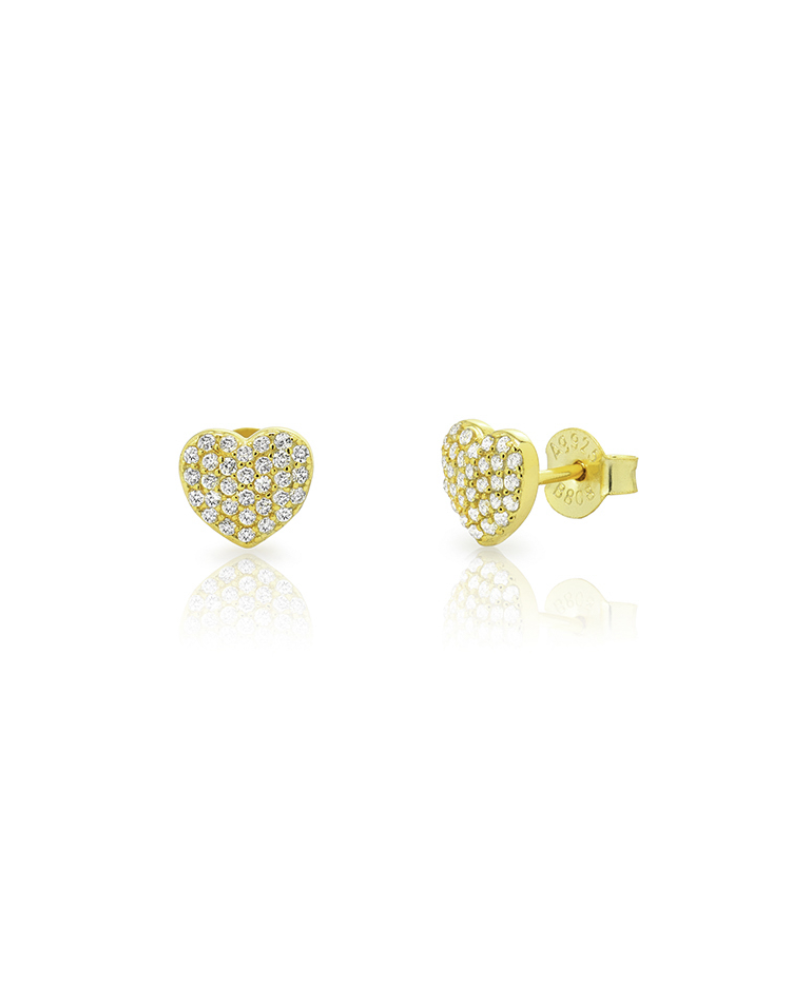 Pendientes mini corazón circonita blanca