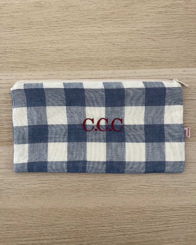 Navy Blue Vichy Case Personalized with the Initials C.C.C