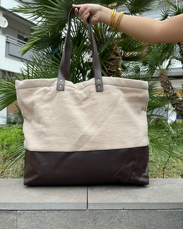 Beige Wool Shopping Bag