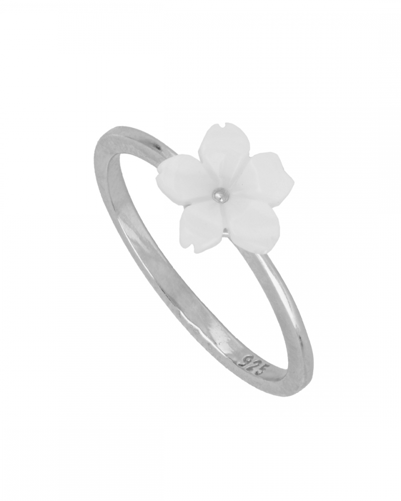 Anillo Flor blanca Silver