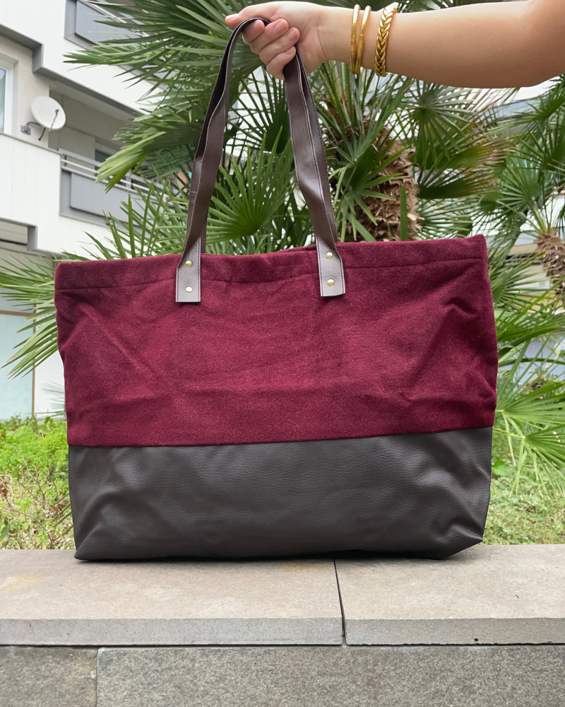 Maroon Wool Shopping Bag