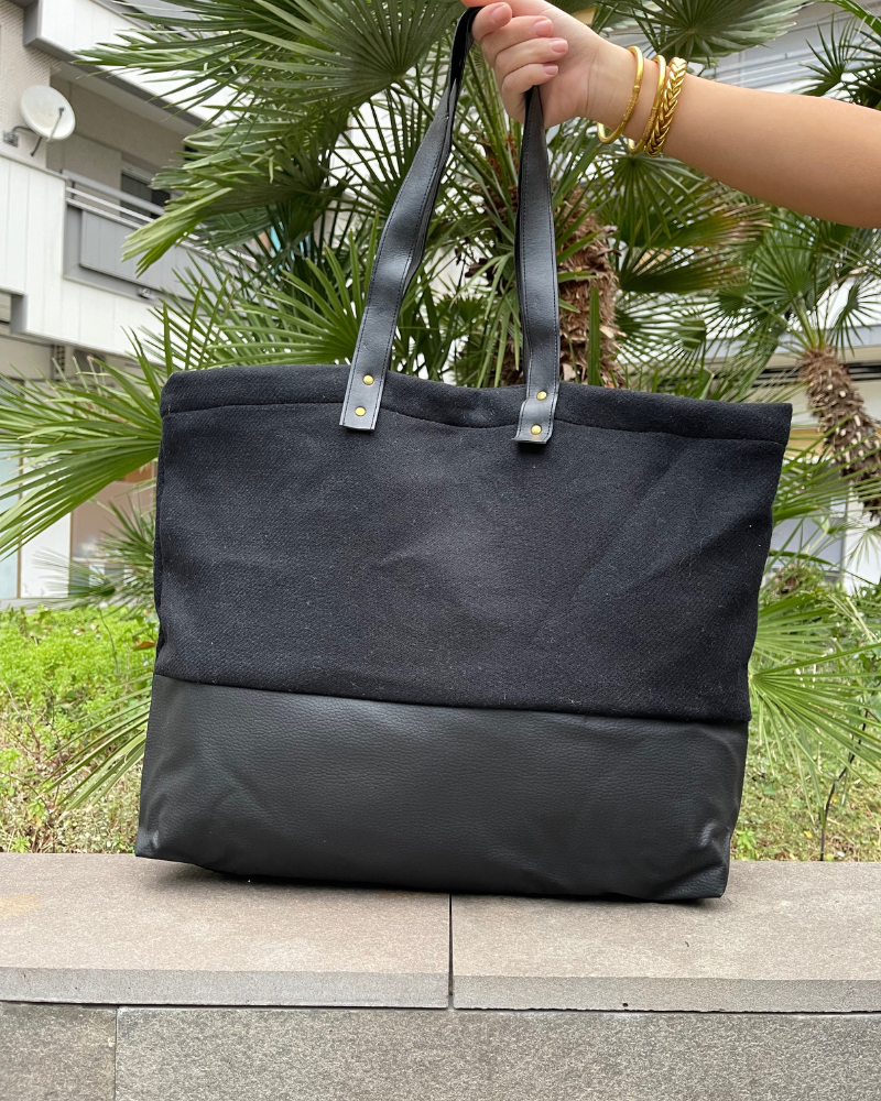 Black Wool Shopping Bag