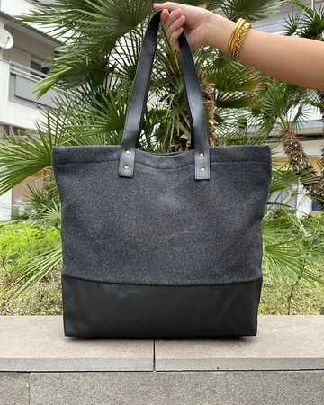 Dark Gray Wool Mini Shopping Bag