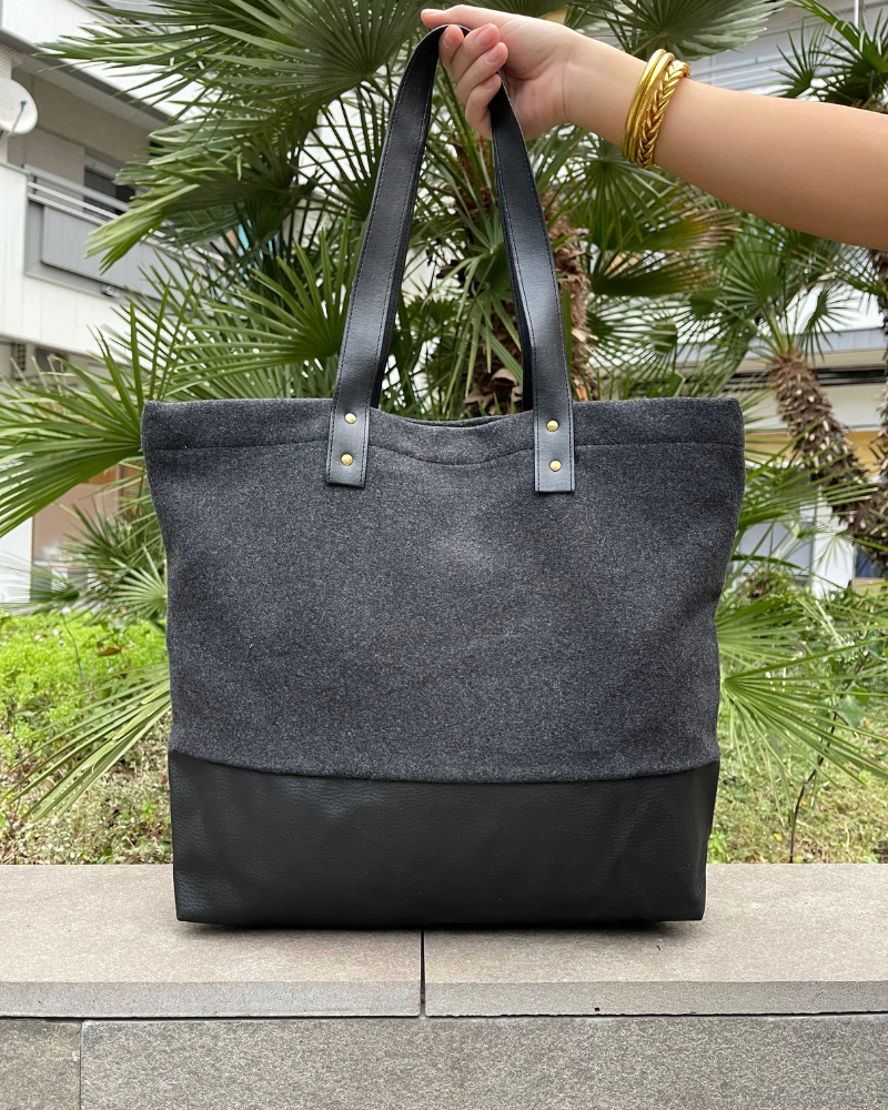 Bolso Mini Shopping Bag Lana Gris Oscuro