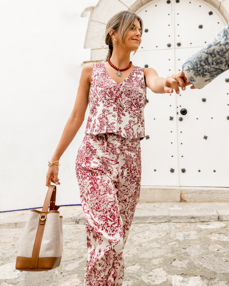 Pantalón Toile de Jouy Granate