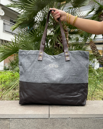 Personalized Dark Gray Shopping Bag with CCD Initials