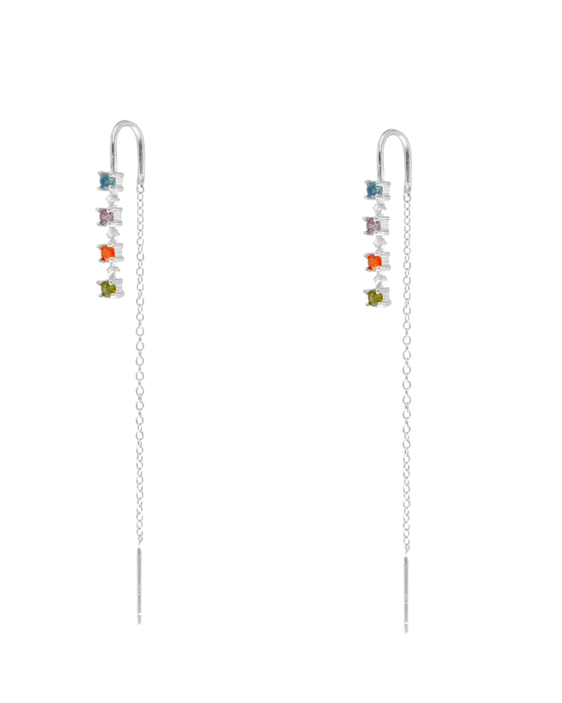 Iris Silver long earrings