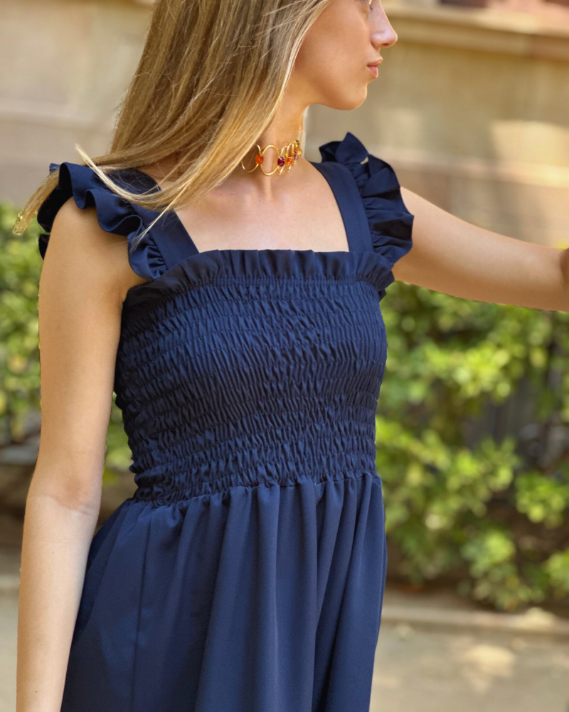 Vestido Rocío Lino Navy