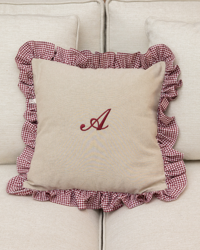 Personalized gingham cushion cover