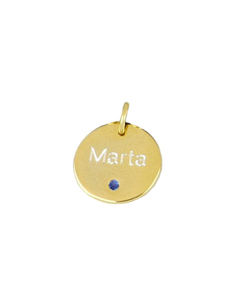 Charm plaquita personalizable circonita azul