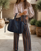 Big Martina Suede Blue Stripes Bag