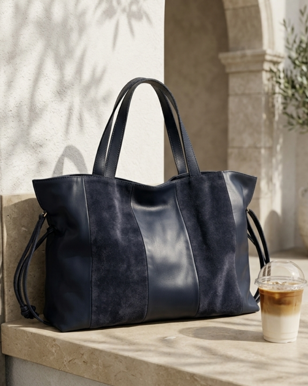 Big Martina Suede Blue Stripes Bag