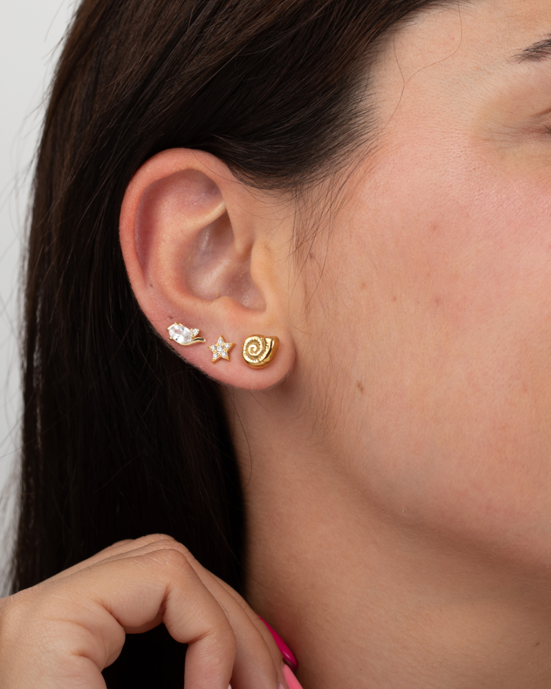 Pendientes mini Shell Acero Silver