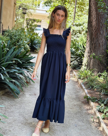 Vestido Rocío Lino Navy