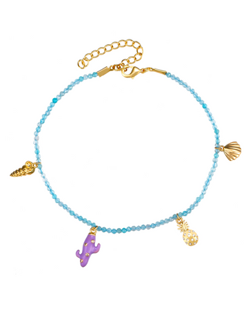 Amazonite steel charms anklet