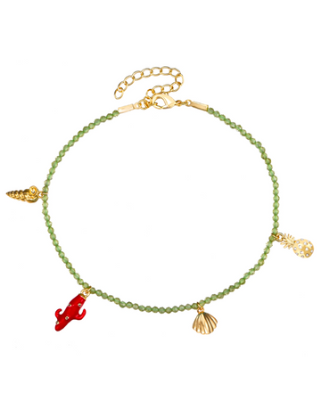 Anklet charms Prehnite steel