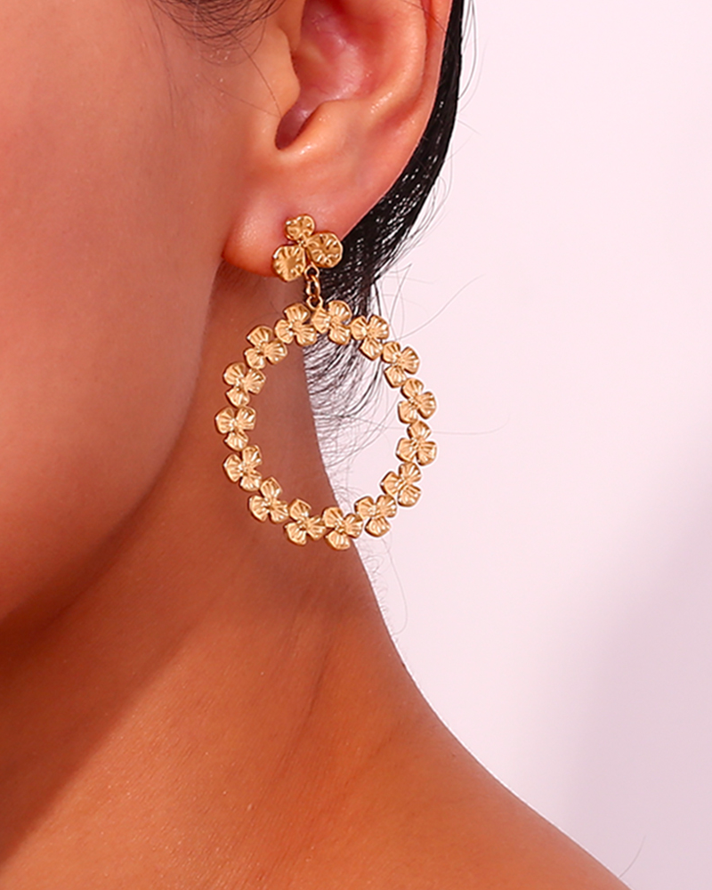 Pendientes Aro Flowers Acero