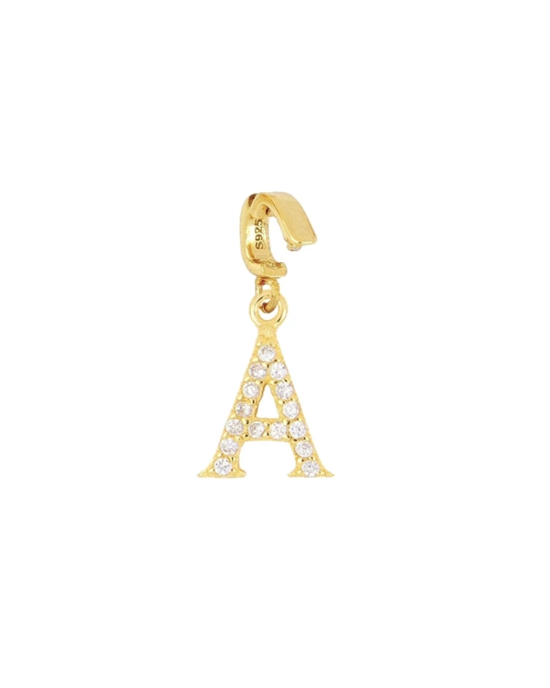 Charm inicial circonitas gold