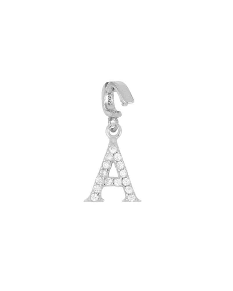 Charm inicial circonitas silver