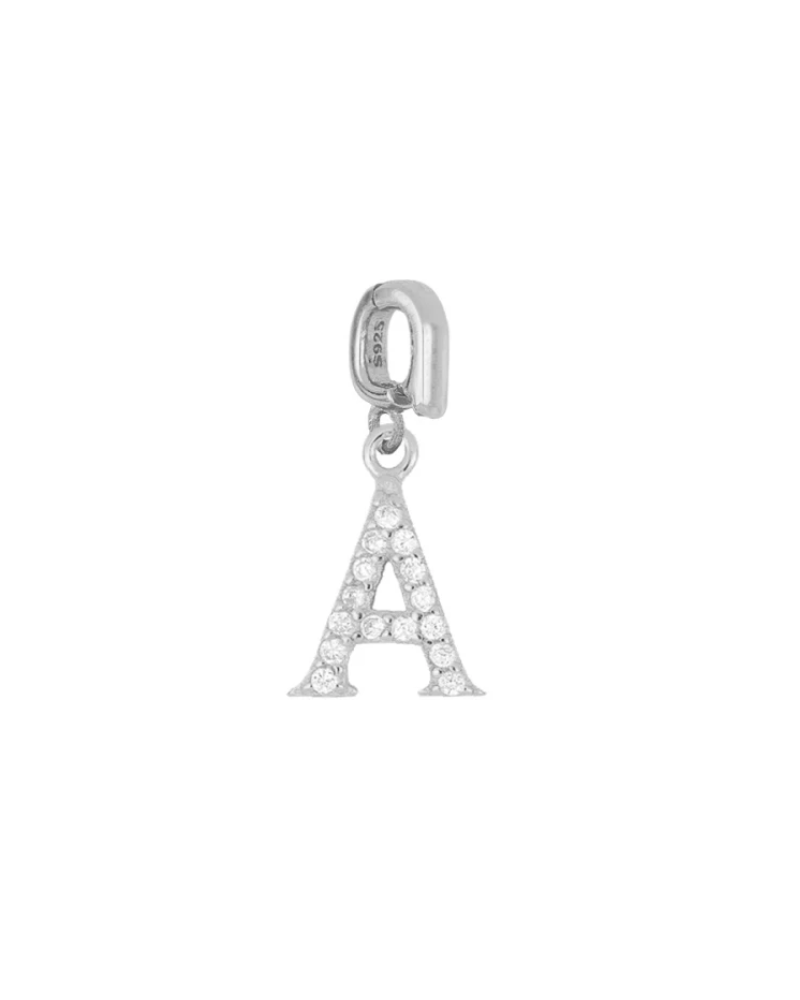 Charm inicial circonitas silver