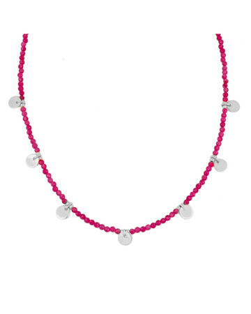 Chocker inserts chalcedony fuchsia silver