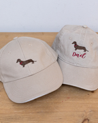 Pack Gorra personalizada adulto y niño dibujo perro salchicha