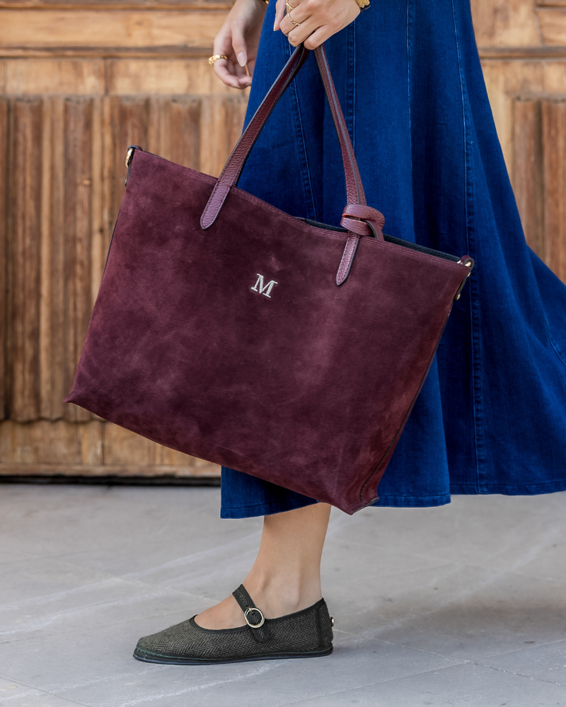 Bolso Shopping Bag ante granate