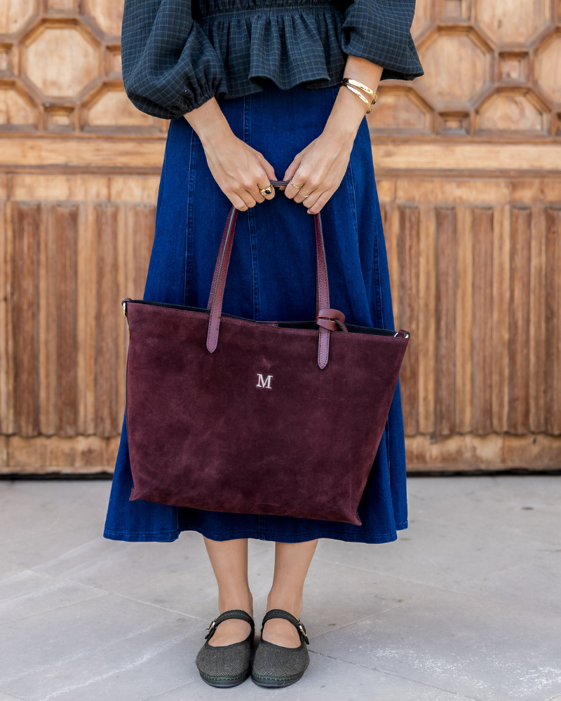 Bolso Shopping Bag ante granate