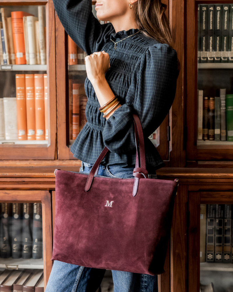 Bolso Shopping Bag ante granate