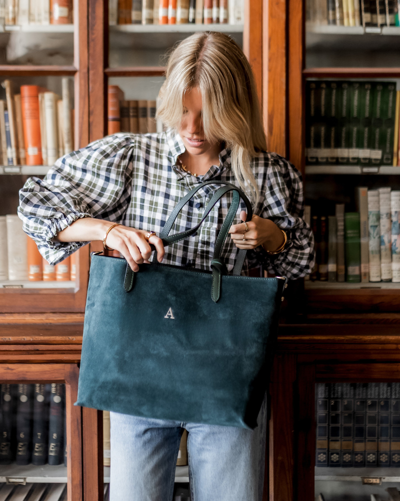 Bolso Shopping Bag ante verde botella