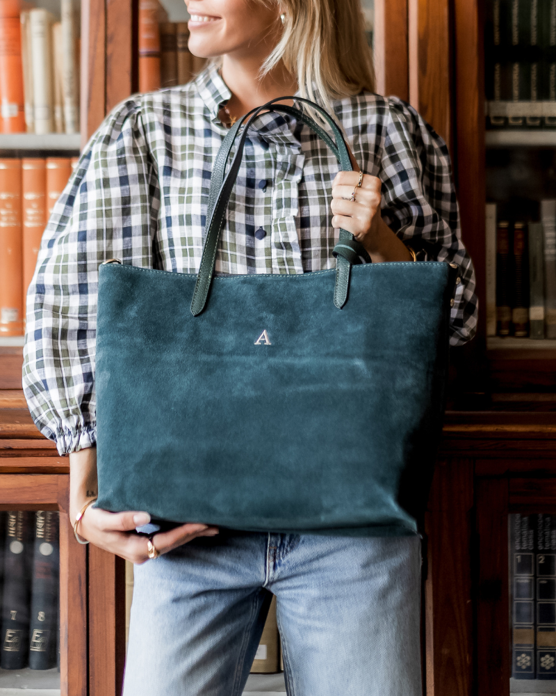 Bolso Shopping Bag ante verde botella