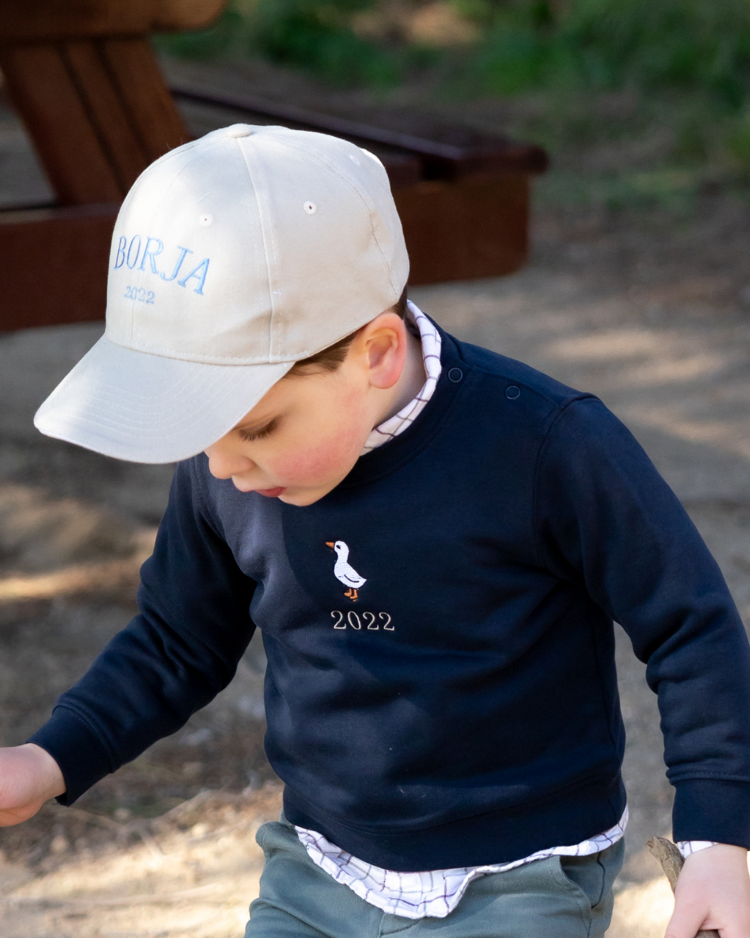 Gorra personalizada dos frases para niño