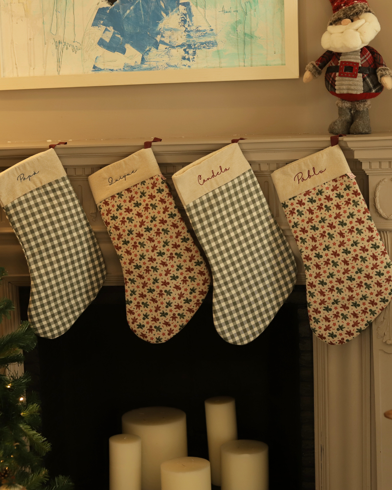 Calcetín de Navidad vichy verde