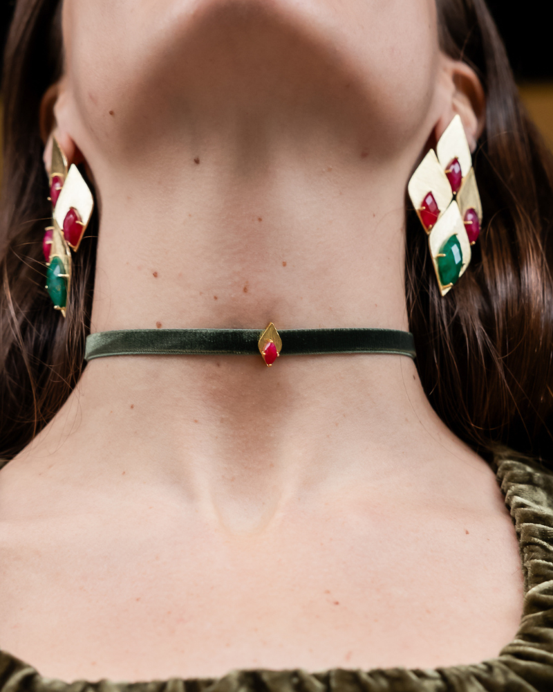 Choker Velvet Oasis Green