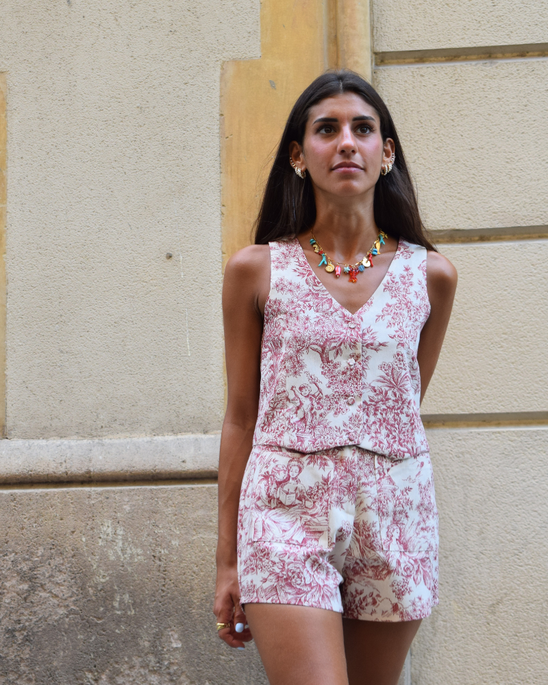 Toile de Jouy Garnet Short