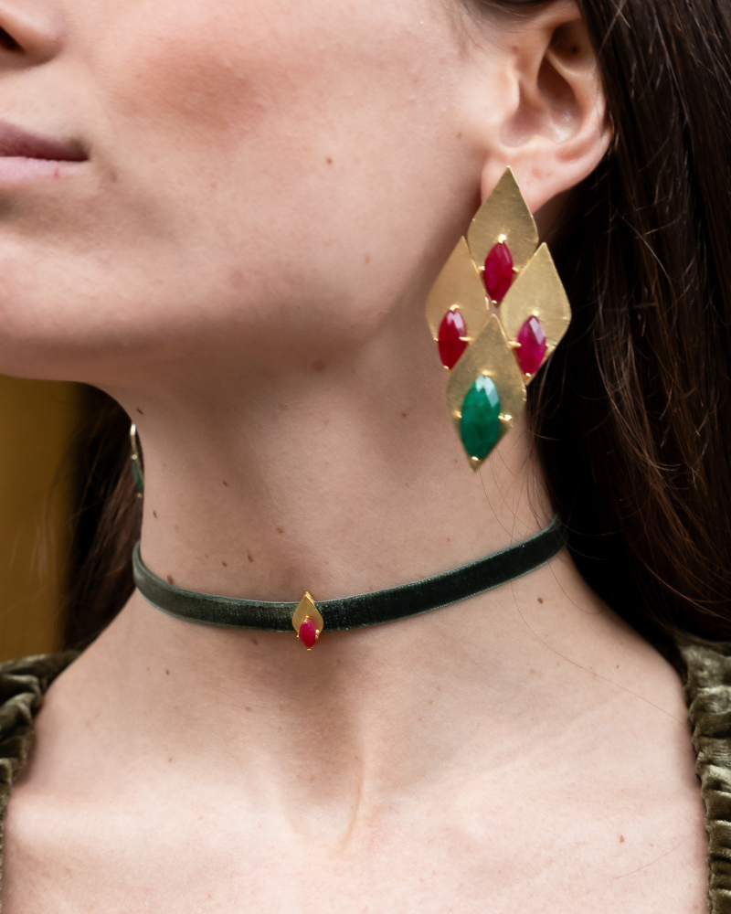 Choker Velvet Oasis Green