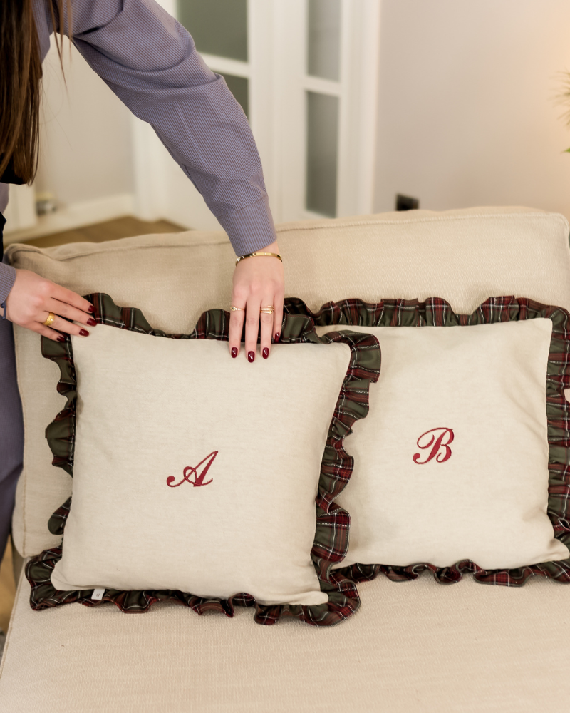 Personalised plaid cushion cover