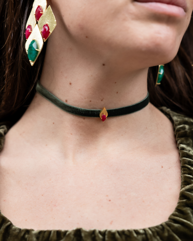 Choker Velvet Oasis Green