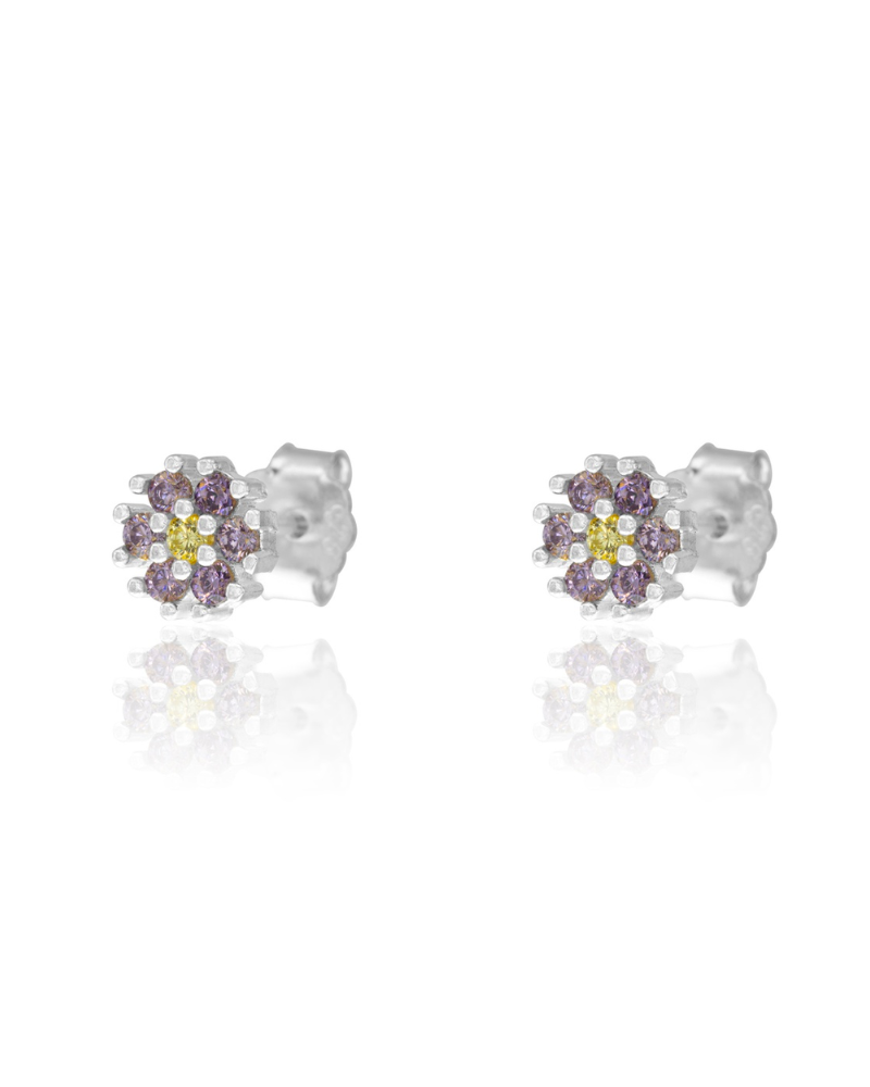 Silver Lilac Flower Earrings