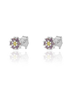 Pendientes Flor lila Silver