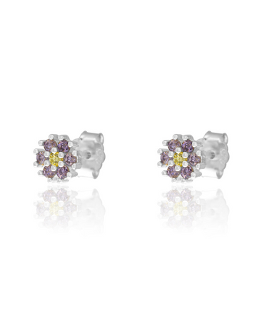 Silver Lilac Flower Earrings