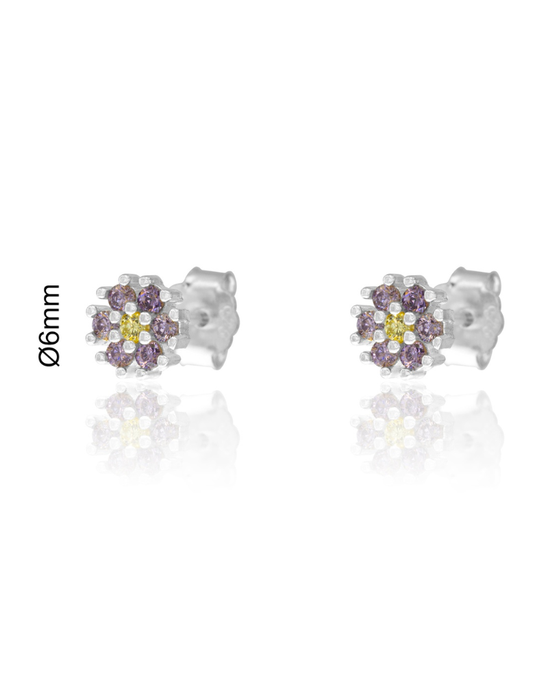 Pendientes Flor lila Silver