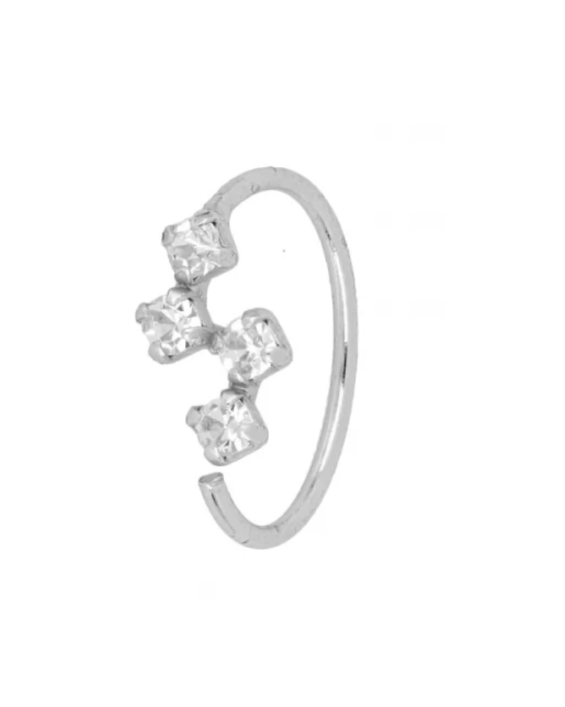 Piercing tres circonitas white Silver