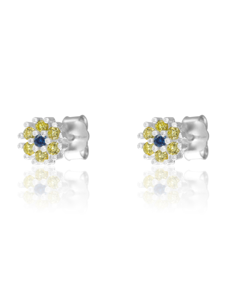 Pendientes Flor lima Silver