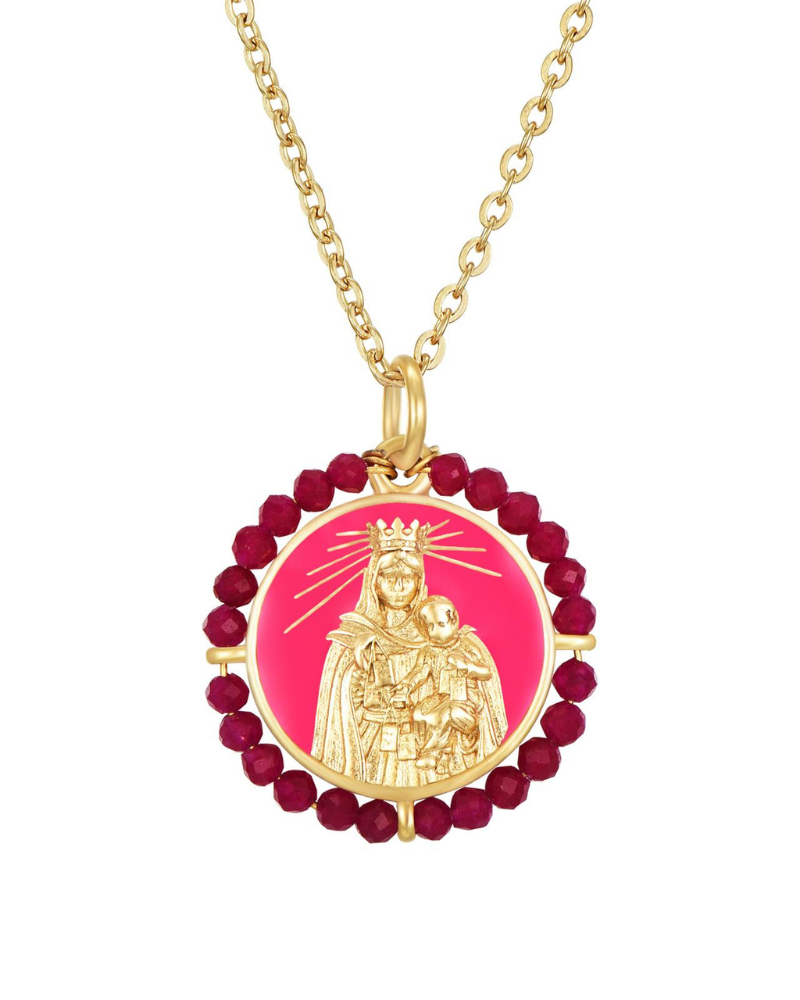 Virgen del Carmen Necklace Pink