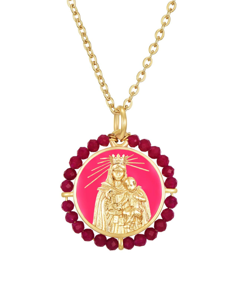 Collar Virgen del Carmen Fucsia